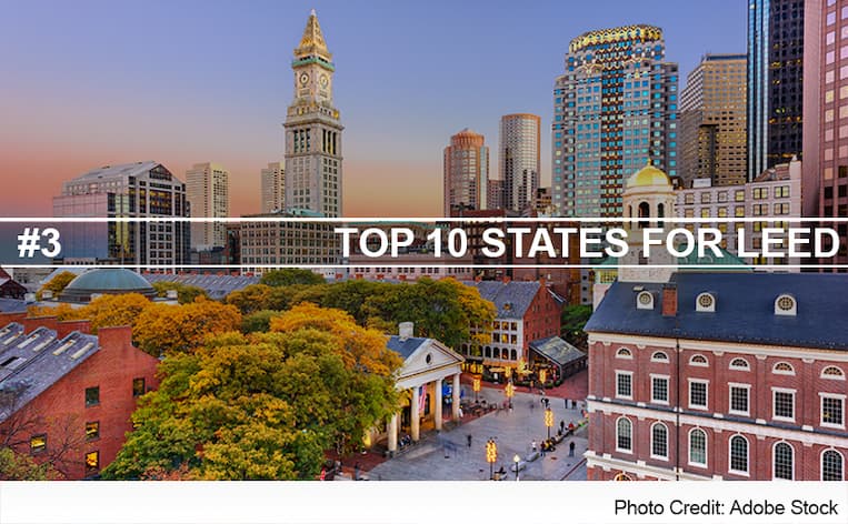 Top 10 states for LEED